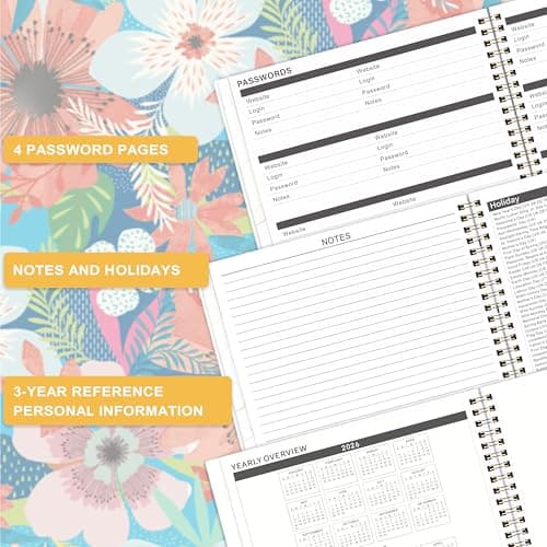 Monthly Planner 2026-2028 - 2 Year Planner 2026-2028, July 2026 - June 2028, 2 Years Monthly Planner, 9" x 11", Two Year Calendar Planners with Back Pocket, Twin-wire Binding, Tabs - Floral - Thumbnail 6