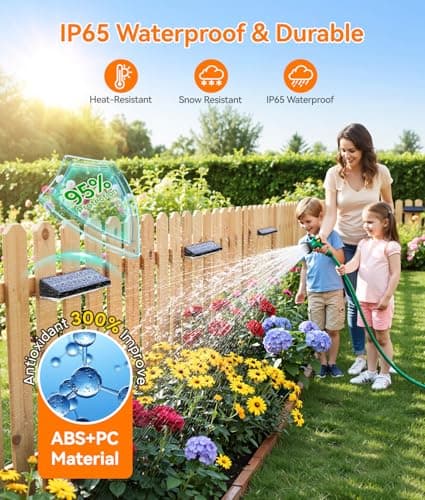 KOOPER Solar Fence Lights Outdoor Waterproof, 8 Pack Warm White & 9 Fixed Colors & Color Changing Fence Lights Solar Powered, Solar Lights Outdoor Fence for Outside Backyard Railing Patio Wall Deck - Thumbnail 4