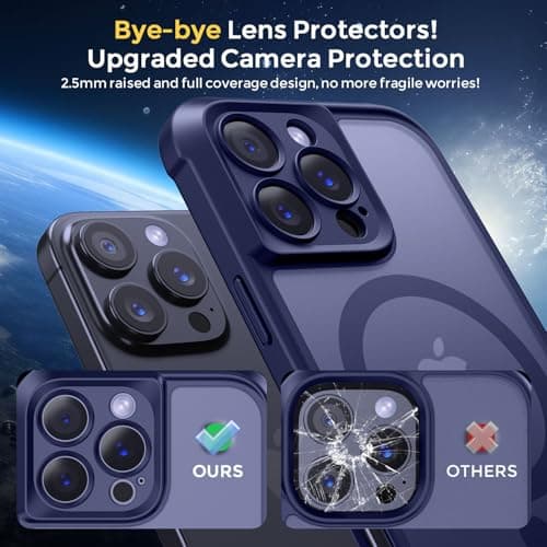 Thomo Magnetic for iPhone 16 Pro Max Case, [Full Camera Protection] [Compatible with Magsafe] Military-Grade Shockproof, Anti-Fingerprint Translucent Matte Phone Case,Deep Blue - Thumbnail 4