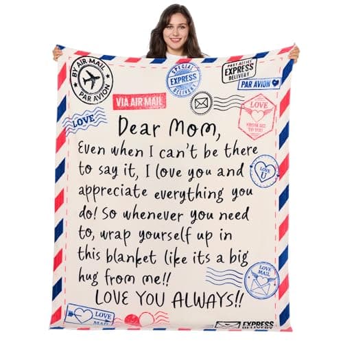 Joiedomi Mothers Day Blanket Gifts for Mom Birthday Gifts Soft Flannel Blanket for Mom Grandma from Daughter Son 50" x 60" Ivory White - Image 1