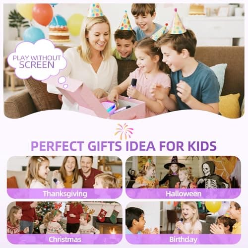 Kinglucky Kids Karaoke Machine with 2 Wireless Mics for Girls Age 3-12, Premium Sound & 5 Fun Voice Effects, Fun Birthday & Easter Toy, Safe & Durable Bluetooth Speaker (Purple) - Thumbnail 4