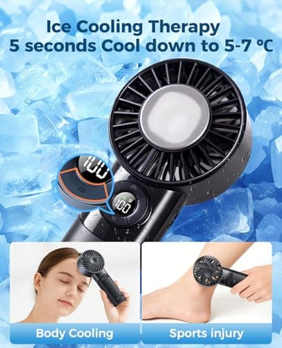 Eastfox 2026 Upgrade 3 In 1 Handheld Portable Turbo Fan with Ice Cooling,Rechargeable 100 Speed Mini Personal Fan 10500 RPM Small Pocket Fans Makeup fan for Outdoor,Office,Camping,Travel-Black - Thumbnail 2