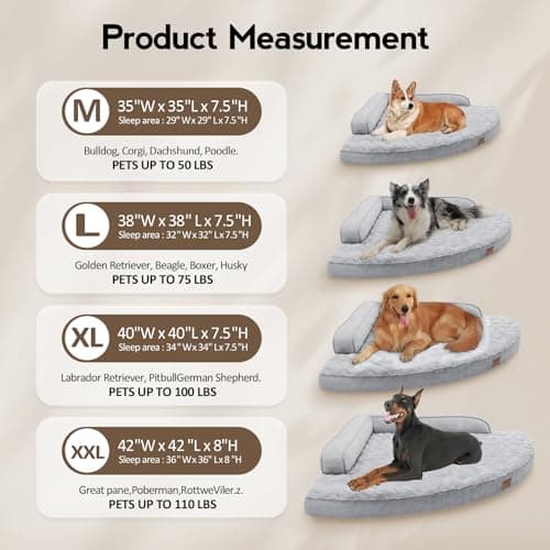 MEKIY Dog Bed Cover Washable Dog Beds Replacement Triangle Bed - Waterproof Removable Cover, Gray 35" x 35" - Thumbnail 2