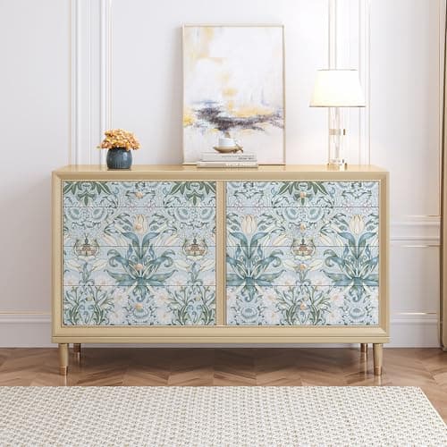 LXCREAT Blue Floral Wallpaper Peel and Stick Vintage Tulip Contact Paper Boho Wall Paper Flower Textured Removable Vinyl Self Adhesive Waterproof for Bedroom Renter Friendly Decor 17.5 in X 118in - Thumbnail 4