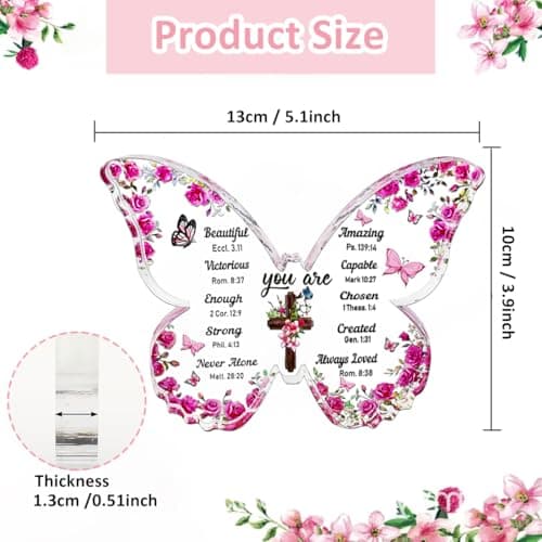 YXOTJHS Christian Gifts for Women, Butterfly Inspirational Gifts for Friends, Religious Spiritual Gifts for Her Mom Girl Coworker Sister, Birthday Gift for Women - Acrylic Plaque - Thumbnail 4