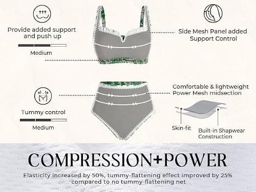 Hanna Nikole Bathing Suit for Women Tummy Control, Swimsuits High Cut, Tie Front Bikinis Cut Out - Thumbnail 4