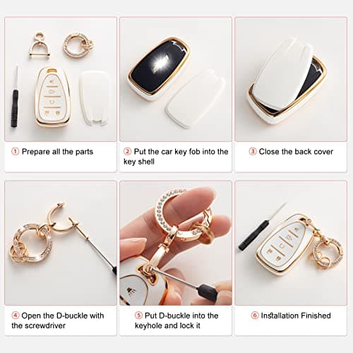 RUABIBAN Key Fob Cover Compatible with VW Volkswagen, Key Case Protection Shell Fit for Golf 8 ID4 Seat Leon MK 4 Skoda Octavia Smart Key - Thumbnail 5