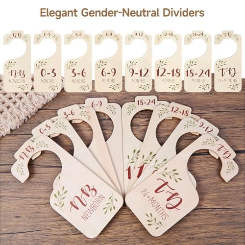 VKDDM Wooden Baby Closet Dividers - Set of 8 Baby Clothes Organizer from Newborn to Toddler, Double-Sided Gender Neutral Baby Clothes Dividers - Thumbnail 2