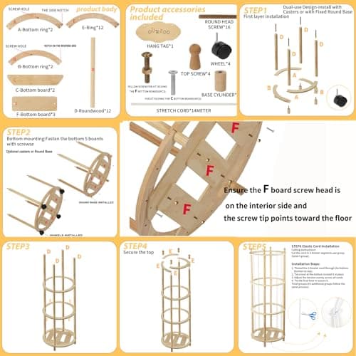 Viyuse Stuffed Animal Zoo Storage Large Wooden Stuffed Animal Holder&Toy Organizer,54"Plush Storage for Kids Playroom Bedroom,with Optional Wheels or Fixed Base,Decor Display Corner Round - Thumbnail 6