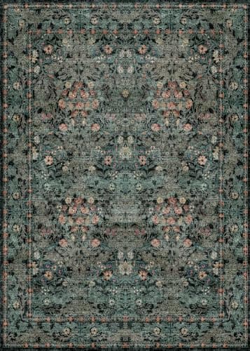 Dark Green Boho 5x7 Area Rugs for Bedroom Aesthetic, Washable Floral Rug for Living Room, Nursery - Low Pile Non Slip French Country Carpet for Dining Room Under Table - Botanical Mat for Indoor - Thumbnail 3