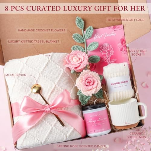 Mothers Day Gifts, Rose Birthday Gifts for Women, Gift Baskets for Women, Birthday Box for Woman, Hug in A Box, Get Well Basket, Birthday Gift Set, Self Care Gift Basket for Mom Her Friend Sister Wife - Thumbnail 2