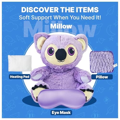 Microwavable Heating Pad for Period Cramps + Eye mask Heating pad–Machine Washable Cover-Cute Stuffed Animal Heating Pad, Portable Menstrual Microwave Heating Pad-Lavender Scent (Koala+Eye mask) - Thumbnail 3