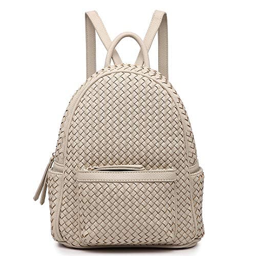 SHOMICO Mini Woven Backpack Purse for Women, Trendy Versatile Daypack, All-Match Fashion Bag,Spring Travel(Small Beige Woven) - Image 1