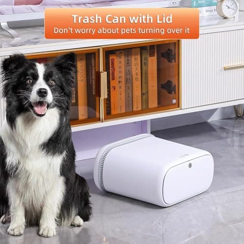 funest Bathroom Trash Can, 3.3 Gallon Slim Trash Can with Lid, Adsorption Garbage Can with Press-Top Lid, Small White Narrow Plastic Trash Bin for Bathroom, Office, Bedroom, Living Room - Thumbnail 4