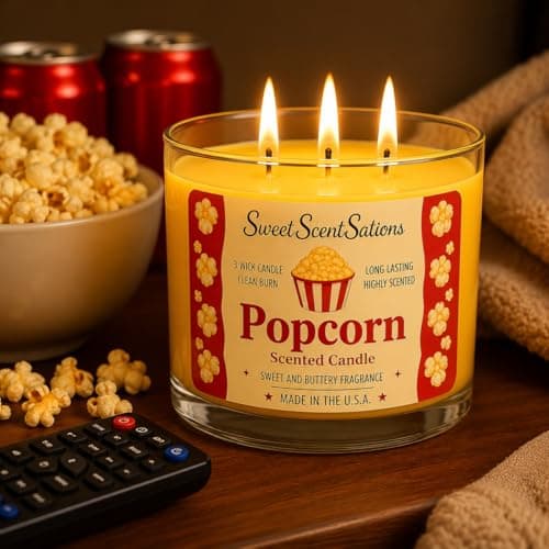 SweetScentSations Popcorn Scented Candle – Salted Butter Popcorn Aroma | Soy Wax Long Burning Candle for Home | Fun Snack-Inspired Candle Gift for Movie Lovers - Thumbnail 5