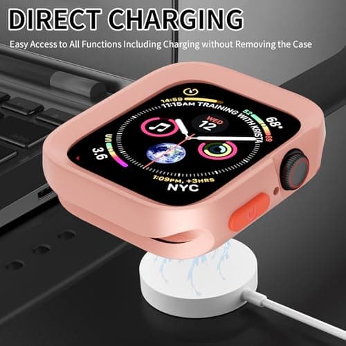 SDOCEBF Rugged Case for Apple Watch Case 41mm 40mm Series 9/8/7/6/5/4/SE3/2/1, Apple Watch Series 8 41mm Case, Soft Flexible TPU Shockproof Protective Cover, Pink - Thumbnail 5
