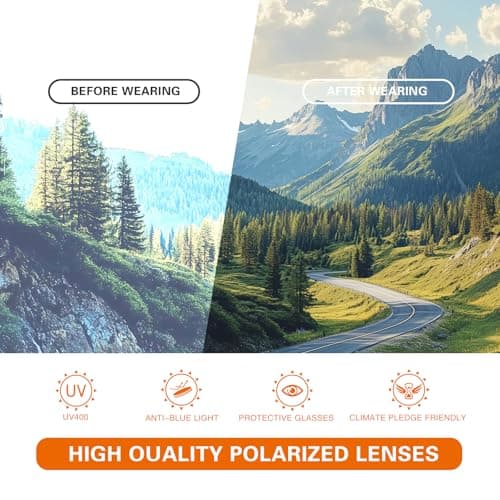suoso Sports Polarized Sunglasses for Men: TR90 UV400 Protection Sun Glasses Womens Wrap Around Goggles for Drving Fishing Blue - Thumbnail 4