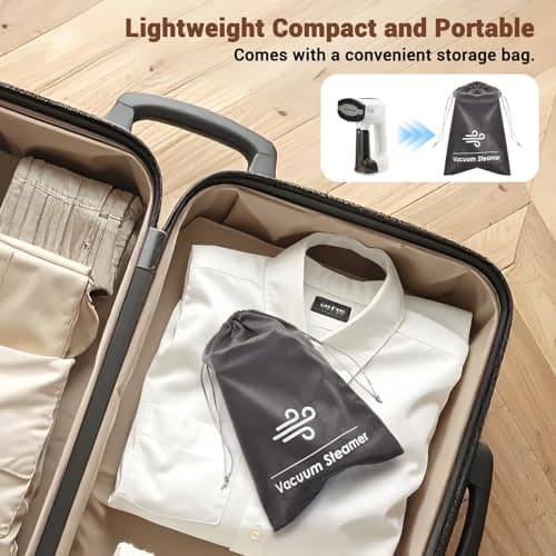 Vacuum Steamer for Clothes, 3200Pa Suction Handheld Clothes Steamer, Dual Mode, LED Display, Portable Travel Steamers for Clothes, Steaming & Ironing 2 In 1, 160ml Water Tank (for 110-120V) - White - Thumbnail 6