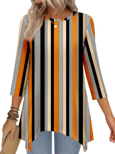 JUSTFASHIONNOW Women's Plus Size Tops 3/4 Sleeve Business Dressy Casual Tunic Tops to Wear with Leggings Maternity Shirts Loose Blouses M - Image 1