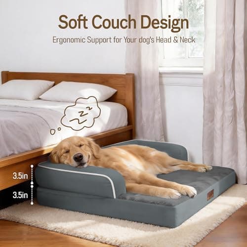 Comfort Expression Memory Foam Large Dog Bed - Waterproof Orthopedic Dog Beds with Washable Removable Cover Pet Sofa Couch, 36 x 27 - Thumbnail 3