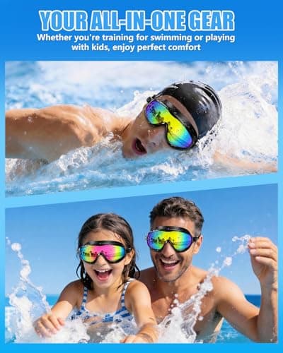 Aegend Swim Goggles for Adult Youth - 2 Pack Wide View Anti-Fog Anti-UV Swimming Goggles for Men & Women (Aqua & Birght Rose) - Thumbnail 6
