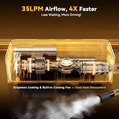 MODARI Tire Inflator Portable Air Compressor - 4X Faster 160 PSI Portable Air Pump for Cars - Cordless Tire Inflators with Gauge - Portable Tire Inflator for Car, Pickup, Bike and More (Black) - Thumbnail 3