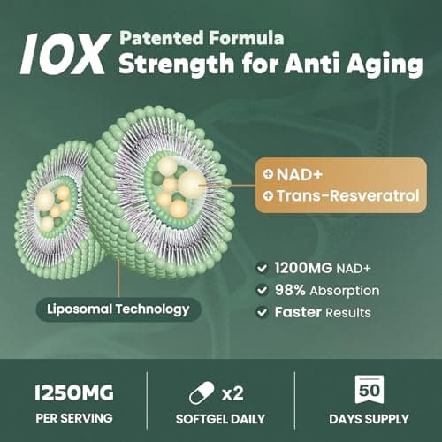 MEGNETA Liposomal NAD+ Supplement 1200mg with Trans Resveratrol - Boost NAD+ Levels, Energy & Anti-Aging Support - Vegan, 100 Softgels - Thumbnail 3