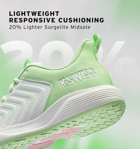 K-Swiss Women's Ultrashot Light Pickleball Tennis Shoe - Lightweight Court Shoes Lateral Movement Stable Support, White/Green 10 M - Thumbnail 5