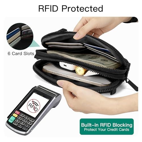 Gitus Puffy Cross Body Purse for Women Wristlet Wallet with RFID Blocking Quilted Crossbody Cell Phone Organizer Birthday Gifts for Women (Black) - Thumbnail 3