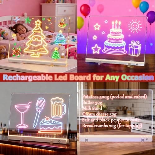 16 Inch LED Drawing Board for Kids - USB C Rechargeable 7 Color Light Up Acrylic Note Pad with Stand, 13.7"x10" Dry Erase Board, 7 Markers & Tracing Book, Gifts for Girls 6-12 Year Old - Thumbnail 3