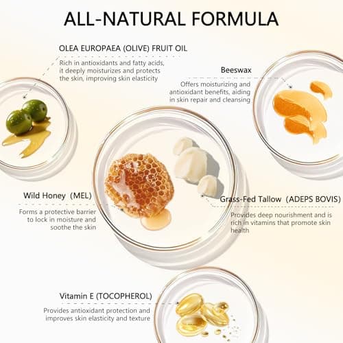 Lilei Beauty Beef Tallow for Skin - 100% Organic Grass-Fed Beef Tallow Balm with Raw Honey, Natural Whipped Face Moisturizer & Body Butter for Dry & Sensitive Skin, Non-Greasy (Unscented, 50g/1.76oz) - Thumbnail 2