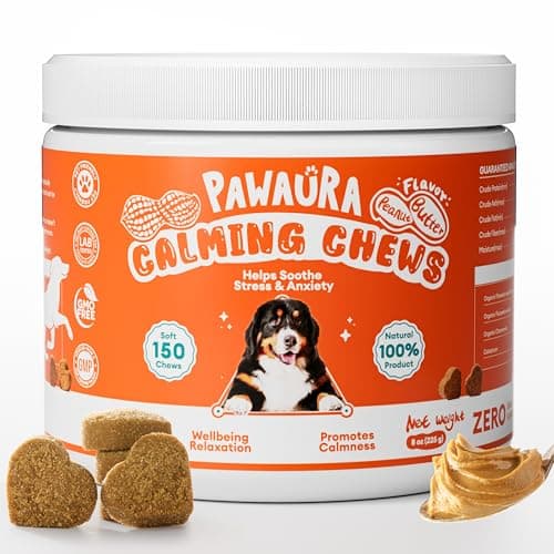 Pawaura Calming Chews for Dogs 150ct - Anxiety Relief Support & Relaxation for Everyday Stress - Dog Soft Chews with Melatonin - Sleep Aid for Dogs (Peanut Butter Flavor) - Image 1