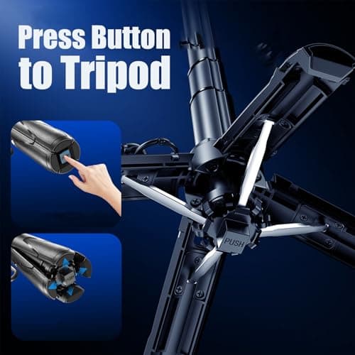 GEYUTHS 4 in 1 Magnetic Tripod Pocket Selfie Stick Extendable Cell Phone Stand Portable Camera Grip Handle with Wireless Detachable Remote Control for Photograph/Live Streaming/Video/Travel (Black) - Thumbnail 5