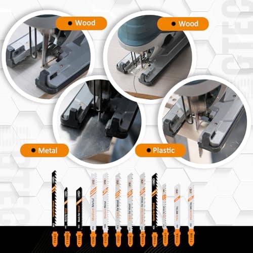 30PCS T Shank Jigsaw Blades Set - BGTEC HCS/HSS Jig Saw Blades for Wood, Plastic and Metal Cutting(T118A,T118B,T101AO,T101B,T101BR,T144D) - Thumbnail 3