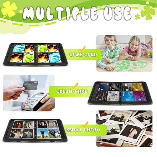 Trading Card Binder 4 Pocket, Card Binder 400 Pockels Card Book Holder Cards with 50 Removable Sleeves, 3-RingZip Design MTG/TCG/Sport Collectible Trading Card Albums Gifls for Boys and Girls (Leaf） - Thumbnail 6