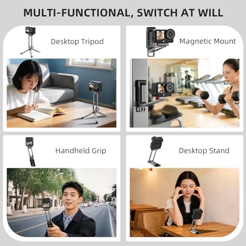 Flymile Action 6 Magnetic Quick Release Mini Tripod Stand, 180° Adjustable Aluminum Tripod Table Mount Desk Base for DJI Osmo Nano with 1/4" Screw Adapter, Arca & Foldable Hook Fits Travel Accessories - Thumbnail 3