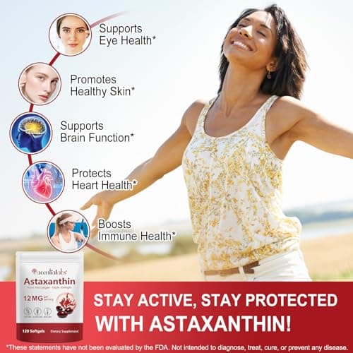 ZUZOKKAHA Astaxanthin Supplements 12mg - 120 Softgels | Premium Natural Antioxidant from Microalgae | Eye, Skin, Brain, Joint, Heart & Immune Health Support | Non-GMO, Gluten-Free - Thumbnail 5