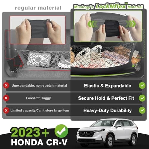 Muslogy Truck Bed Cargo Net Trunk Netting Compatible with 2023-2025 2026 Honda CR-V Accessories, Pickup Cargo Organizer SUV Sedan Storage Net w/Heavy Duty Carabiners - Thumbnail 4