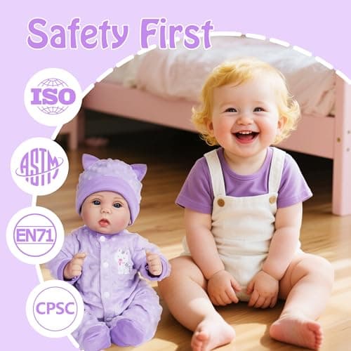 Milidool Lifelike Reborn Baby Dolls Girl-18 inch Realistic Newborn Baby Dolls for Kids Age 3 +,Purple Clothes - Thumbnail 3