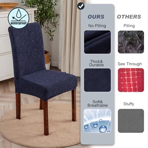 YUEANG Waterproof Dining Chair Covers, Chair Covers for Dining Room Stretch Parsons Chair Slipcover, for Dining Room Kitchen Chair Protector Cover, Removable, Washable - Thumbnail 4