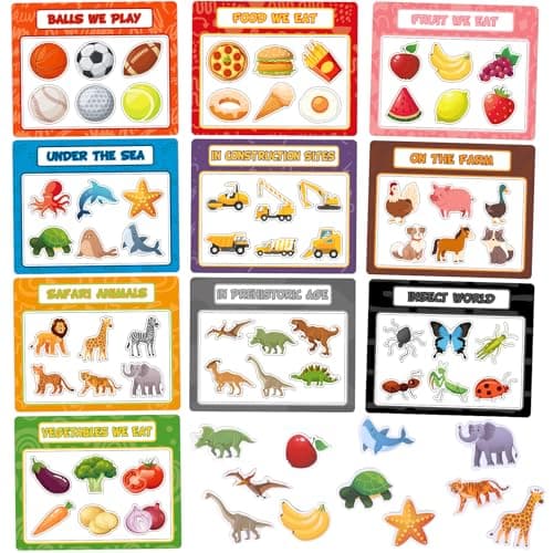 Magnetic Sorting Toys,10Pcs Refrigerator Magnets for Kids, Animals Food Car Magnetic Category Recognition for Kids Learning Fine Motor Skills Boys Girls - Image 1