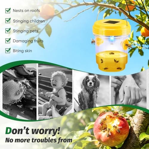 YOOYHHOME Wasp Traps Outdoor Hanging, Solar Wasp Trap for Hunting Wasps, Bees, Hornets, Insects, Carpenter Bee Traps for Outside, Reusable Wasp Traps, Bee Killer and Wasp Catcher for Outside 4 Pack - Thumbnail 5