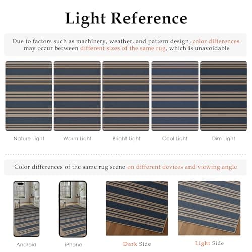 PureCozy Striped Easy Jute Rug 3x5 Blue Entryway Carpet Washable Non Slip Office Door Mat Farmhouse Neutral Non Shedding Small Indoor Outdoor Rug for Bathroom Kitchen Bedroom Living Room - Thumbnail 6
