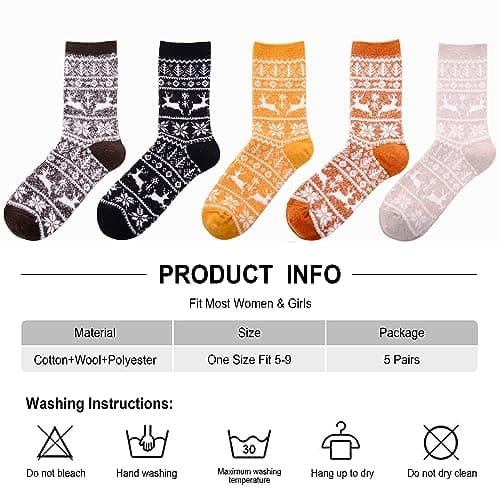 SISOSOCK 5 Pairs Fuzzy Soft Cozy Comfortable Socks for Women, Casual Sleep Comfy Socks, Perfect Warm Winter Gifts for Women - Thumbnail 5