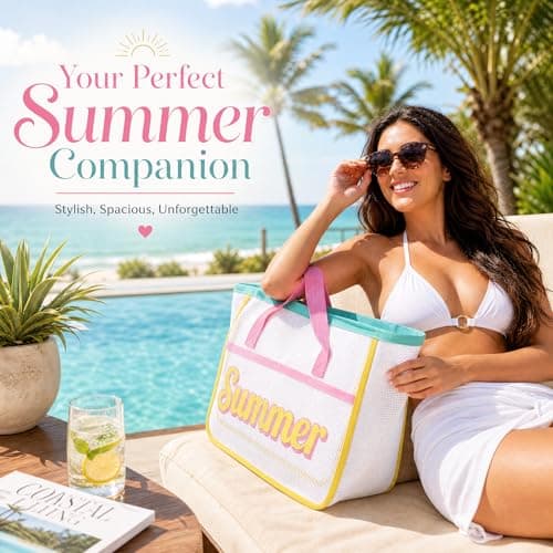 personalized customization Monogram Mesh Beach Tote Bag Large Sand Resistant Reusable Summer Pool Shopping Handbag, Custom Gift for Mom Bridesmaid Birthday - Thumbnail 6