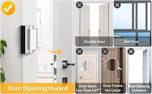Home Security Door Lock, 2 Pack Childproof Door Reinforcement Lock with 3 Inch Stop Withstand 800 lbs for Top Front Inward Swinging Door, Upgrade Flip High Night Lock to Defend Your Home Kids - Thumbnail 4