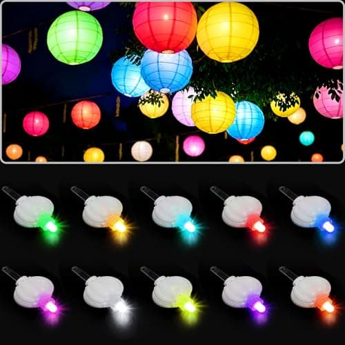 ZGWJ Paper Lantern Lights Battery Operated, 10 Pack Hanging Small LED Lights for Lantern, Balloon,Wedding,Party, Decorative Lighting for Outdoor Indoor Halloween Christmas Decorations, Multicolored - Image 1
