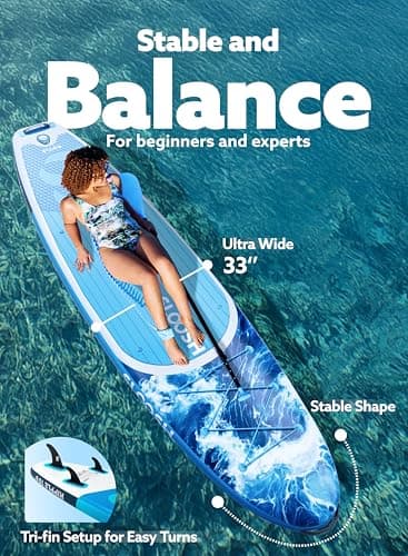 SLOOSH Inflatable Stand Up Paddle Board, 10'6" Paddle Boards with Premium Accessories, Non-Slip EVA Deck, Ultra-Light Carry Bag Pump, Ripple SUP for Youth & Adults of All Skill Levels - Thumbnail 2
