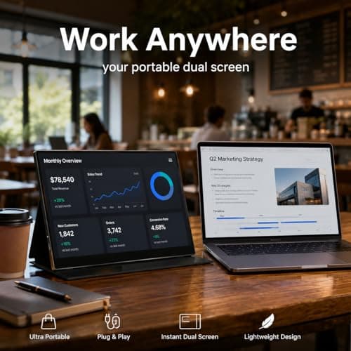 CZGG 2.5K Portable Monitor, 15.6 inch 2560x1600 QHD External Monitor 100% sRGB Eye Care USB-C HDMI Second Screen for Laptop Mac Phone PS4/5 Xbox Switch - Thumbnail 2