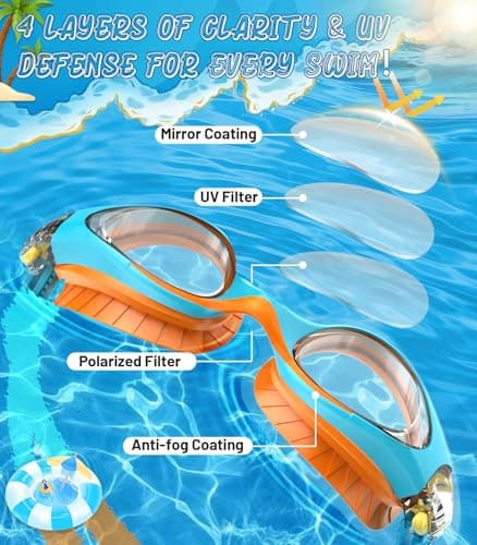 HIGAHY Kids Swim Goggles, Anti-Fog & UV Protection, Leakproof Swimming Goggles for Boys & Girls Ages 6–14 – Comfortable Fit, Wide Clear View, Adjustable Strap - Thumbnail 2